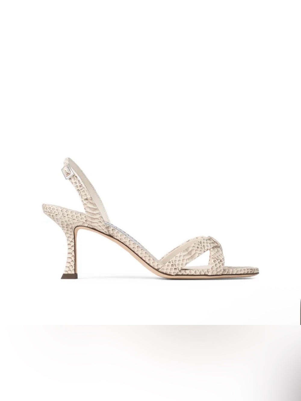 Jimmy Choo Cream Snake-Embossed Slingback Sandal